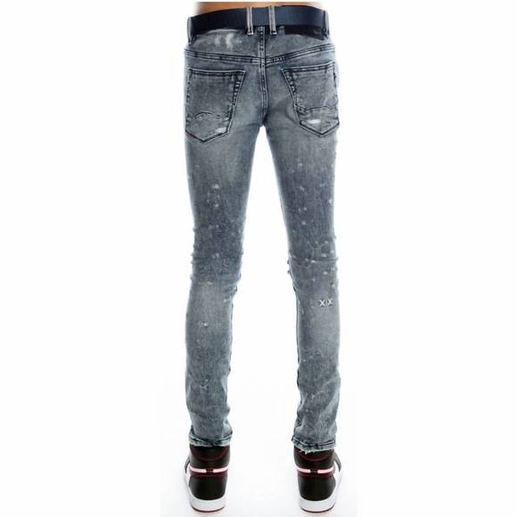 NEW CULT OF INDIVIDUALITY men's punk super skinny stretch belted jeans in grit - Picture 3 of 4